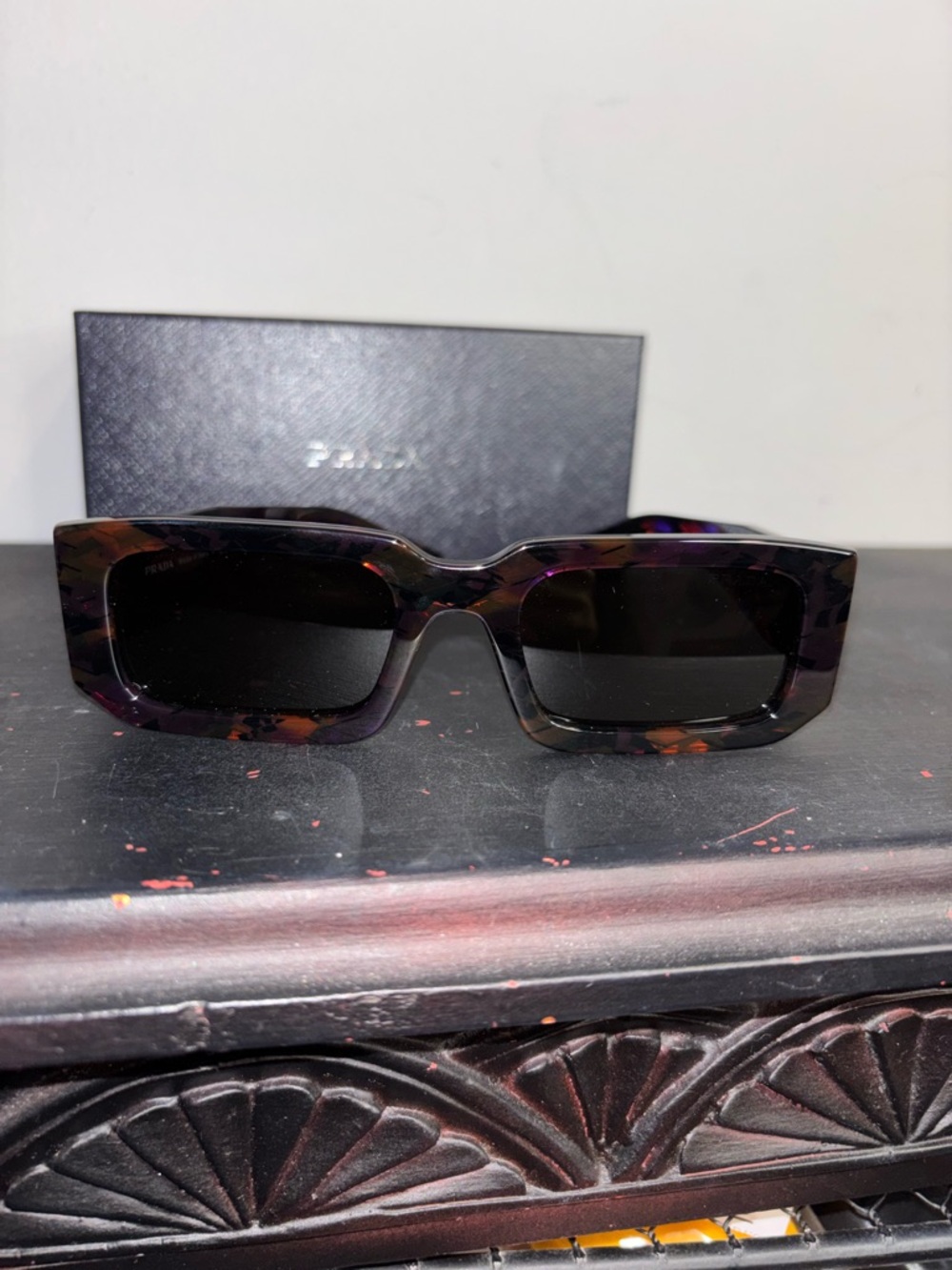 Prada PR06YS Symbole Rectangular Tortoise Shell Sunglasses in Case NIB - Picture 2 of 5